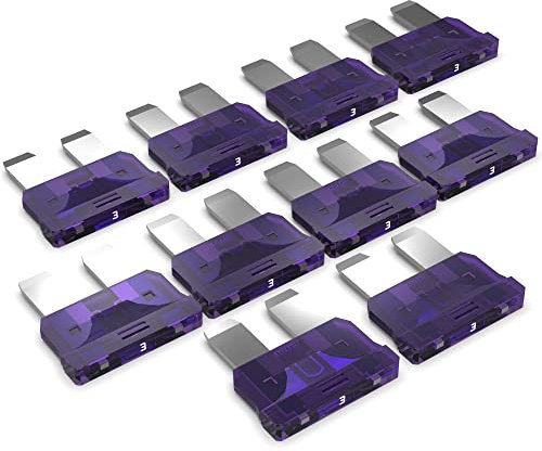 AUPROTEC Standard ATO Flachstecksicherung 1A - 40A Stecksicherung Schmelzsicherung Auswahl: 3A Ampere violett, 10 Stück