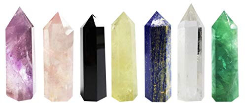 Lot de 7 baguettes en cristal de guérison des chakras - Prisme à facettes - Pour Reiki - Chakra - Méditation - Thérapie - Décoration