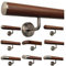 TIBU Ami Nussbaum Geländer Handlauf Treppe Holz Griff gewinkelt Edelstahlhalter, Länge 30-500 cm - Variante: 100 cm mit 2 Halter und Ende leicht gewölbte Edelstahlkappe