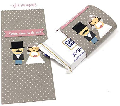 Gastgeschenk zur Hochzeit, 50 Schokoladenbanderolen, Schokobanderolen, Hochzeitsdeko, Tischdeko, Candybar, Hochzeitsgastgeschenk