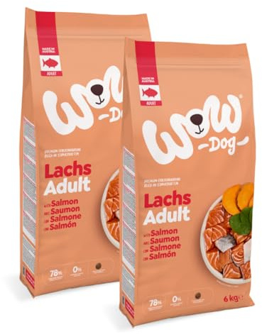 WOW Dog Hunde Trockenfutter mit Lachs 2 x 6kg | ohne Getreide & Zucker