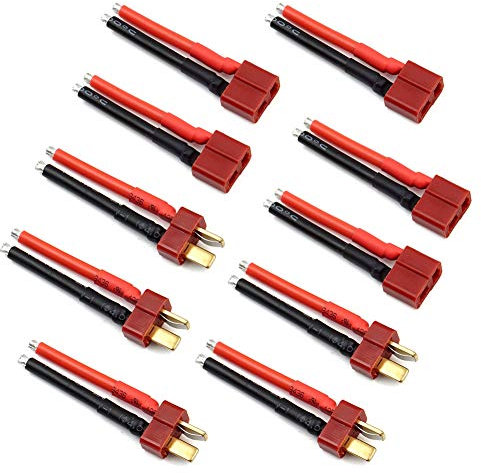 5 Pairs T Plug Connector Female and Male Deans with 14AWG Silicon Wire for RC Lipo battery Cable Drone