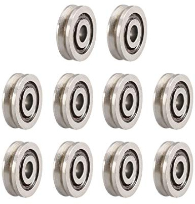 sourcing map V623 V-Nut-Führungsrolle, Kugellager, 3 mm x 10 mm x 3 mm, Karbonstahl, Miniatur-Kugellager, 10 Stück