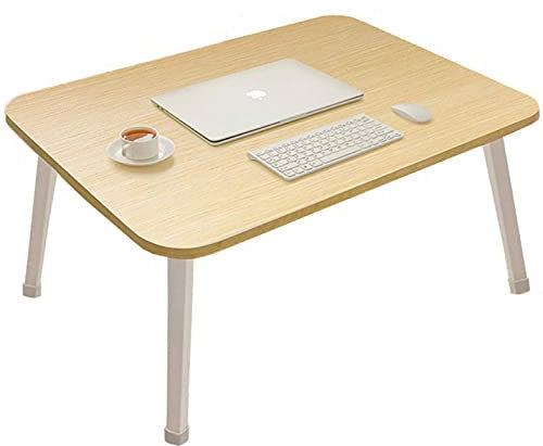 Laptop Floor Table Foldable Laptop Table Bed Desk Foldable Portable Dining Breakfast Reading TV Tray for Floor Sofa Large Size White Oak