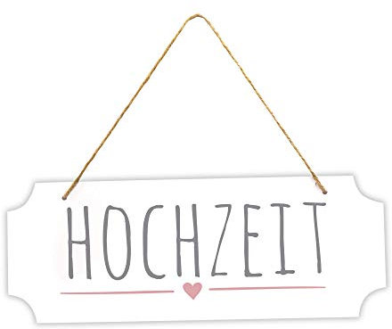 Frau WunderVoll® Schild Hochzeit aus Holz, 40 x 15 cm/Wegweiser, Hochzeit Vintage, Hochzeitsschild, Kirche, Standesamt, Stuhldekoration, Hochzeitsgeschenke Brautpaar Schild