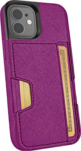 Smartish iPhone 12 Mini Wallet Case - Wallet Slayer Vol. 2 [Slim Protective Kickstand] Credit Card Holder (Silk) - Purple Reign