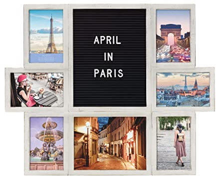 MELANNCO Customizable Letterboard 7 Öffnungsfoto-Collage, Distressed White, 22 X 18