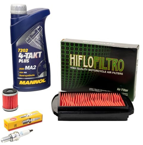 Wartungspaket Öl 1L + Luftfilter + Ölfilter + Zündkerze für Yamaha WR 125 R WR 125 X WR125 DE071 DE072 Baujahr 2009-2017