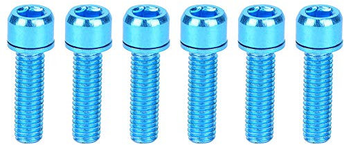 Fahrrad Flaschenhalter Schraube, 6 Stück Fahrradzubehör Flaschenhalter Schraube, M5x25mm Fahrrad Vorbauschraube Titanlegierung Fahrrad Feste Spindelschrauben für Fahrrad(Blau)