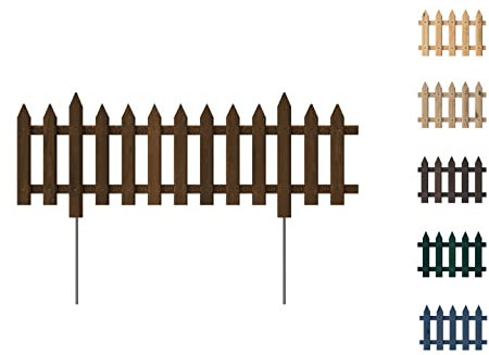 Floranica 1 STK Gartenzaun Vorgartenzaun Steckzaun Friesenzaun Zierzaun Lattenzaun 100 cm lang mit Metallpfosten Zaun für Vorgarten Gemüsebeete Höhe 20cm Braun