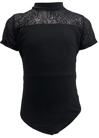 ZUYPSK Kinder Mädchen High Neck Floral Lace Cutout Back Leotard Kurzarm Ballett Tanz Gymnastik Athletic Bodysuit Tanktops