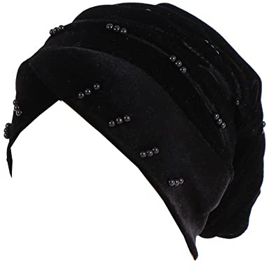JDYaoYing Turban Kopftuch Schals Samt Perlen Kopfbedeckung für Frauen Floral Beanie Cap Haarabdeckung Hut