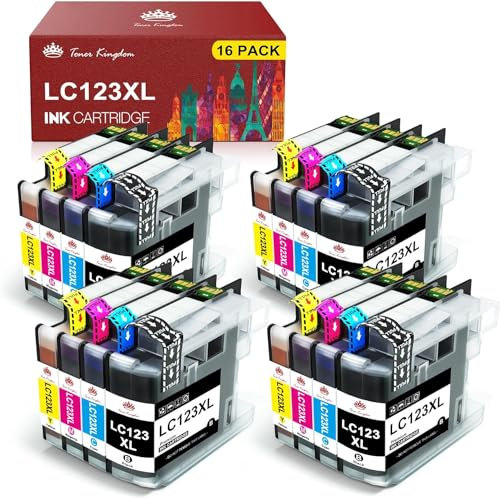 Toner Kingdom LC123 Tintenpatronen Kompatible für Brother LC123XL LC-123 für Brother MFC-J470DW J6520DW J4410DW J4510DW J4610DW J4710DW J650DW J6720DW J870DW DCP-J4110DW J552DW J132W J172W (16P)