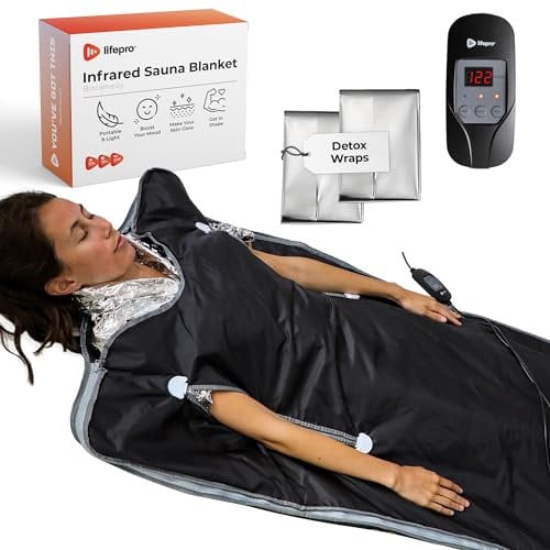 LifePro Saunadecke zur Entgiftung – Tragbare Ferninfrarot-Sauna für Zuhause Detox Beruhigen Sie Körper und Geist, groß, Schwarz