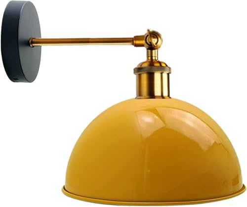 LEDSone Appliques murales vintage Abat-jour Rétro Métal Peint couleur Lampe de Plafon Applique pour chambre à coucher de bar de restaurant (Noir) (Jaune)