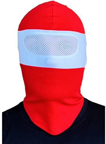 PG Wear Sturmhaube NET in schwarz blau weiß rot gelb grün (rot/weiß), Einheitsgröße