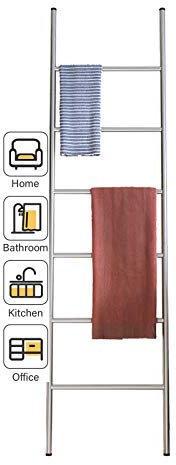 KLZUOPT Exquisite Badezimmerregale, Handtuchleiter, Metall-Handtuchleiter, Wand-Anlegeleiter mit Lagersprossen/Weiß