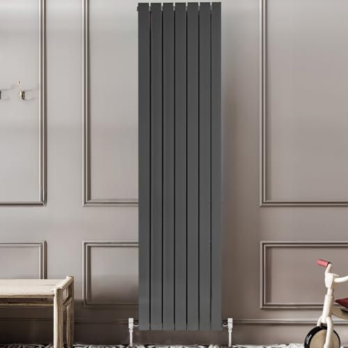 Pinta Vertical Radiator Flat Panel Double Column Bathroom Kitchen Living Room Radiator Anthracite Grey - 1200 x 476mm