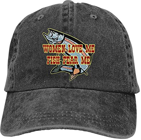 Vintage Baseball Cap Damen Love Me Fish Fear Me Denim Hats Trucker Hats Dad Cap