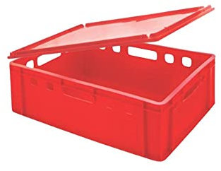 PROREGAL CHEFGASTRO Eurobehälter Fleischerkasten E2 mit Auflagendeckel | HxBxT 20x40x60cm | 41 Liter | Rot | Fleischerkiste, Fleischkiste, Metzgerkiste, Fleischbehälter