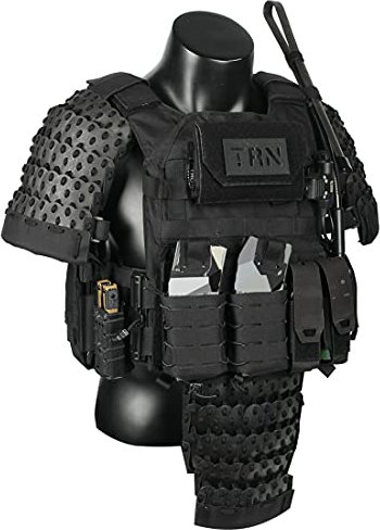 AYAY Samurai Taktische Rüstung, Taktische Rüstung Komplettes Set - Beinhaltet 2X Schulterschutz + 1x Leistenschutz + 2X Handgelenkschutz (ohne Weste)