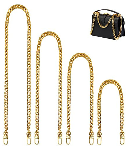 Brateuanoii 4 Stück Taschenkette, Taschenkette Gold, Umhängetaschenkette, Taschen Schulterriemen, 40/60/100/120cm Für Damen Handtaschen Umhängetasche Geldbeutel (Gold)