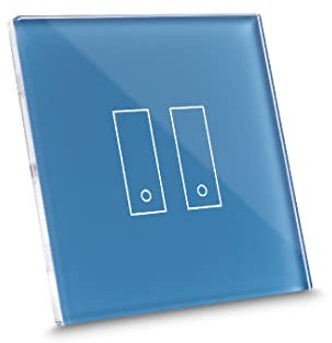 iotty E2 PLUS, interruptor inteligente para luces y puertas, compatible Google/Alexa/Siri/IFTTT, aplicaciones IOS/Android, placa táctil, vidrio retroiluminado, sensores de temperatura/brillo, azul