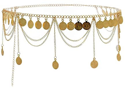 DULSPUE bauchkette,bauchkette Gold,taillenkette,Body Chain,kurdische Kette, kurdische Kleider,Taillenkette, Körperkette, Legierung, Quastenanhänger, Taillenschmuck (Gold)