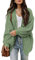Jhsnjnr Women's Oversized Cardigan Casual Open Front Chunky Knit Long Lantern Sleeve Sweaters Green