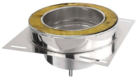 Edelstahl Kaminrohr Kondensatsammler Ofenrohr Doppelwandiges Rohr Heizung Rauchrohr Schornstein Abgasrohr Doppelwandig Isoliert Wandstärke 0,6mm (160/220mm, Kondensatsammler mit Platte)