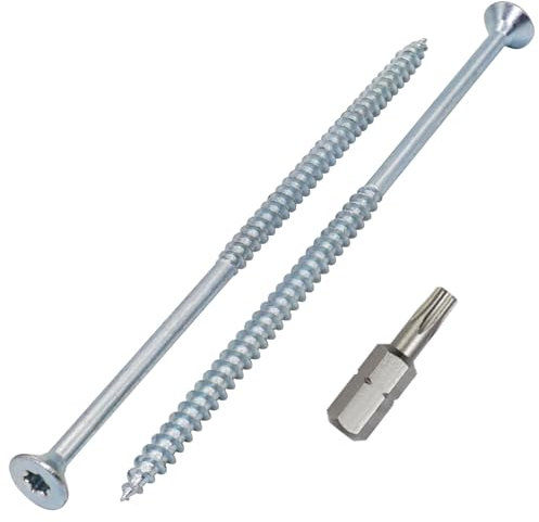 SKIR'CO (150 uds) Tornillos para madera de acero galvanizado 5,0 x 120 mm, Torx de cabeza avellanada, tornillos para aglomerado, parcialmente roscados