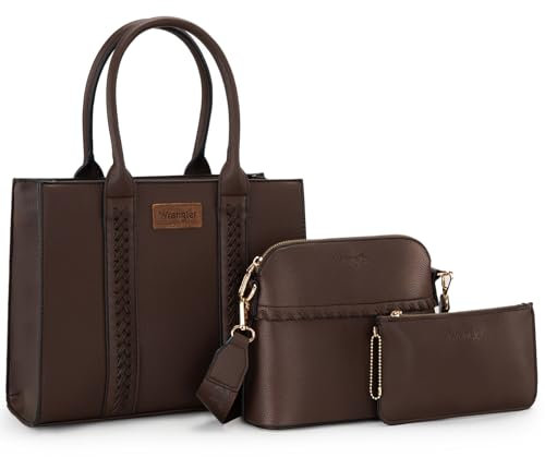 Wrangler 3-teiliges Geldbörsen-Set für Damen, Tragetasche, Umhängetasche, Handtaschen-Set mit Riemen, Kaffee, Medium