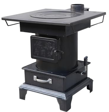 Wood Stove, Multifunctional Portable Iron Firewood Cooking Stove, Mobile Camping Stove, for Indoor and Outdoor Camping Fire Heating
