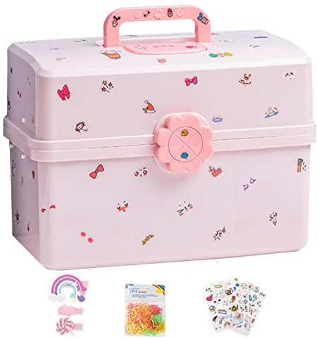 Amesor Aufbewahrungsbox Für Haarschmuck Kinder - Mädchen Schmuckschatulle | Schmuckschatulle Kinder Mädchen | Kopf-Se -Haarnadel-Bastel-Organizer, Tragbare Box, Schmuckkästchen Für Haarbänder, Clips