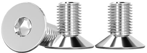 Drenky M8 Screws, M8 X 12mm Screws Countersunk Bolts 304 Stainless Steel Screw Flat Head Hex Socket Cap Screw DIN 7991 / ISO 10642 Fully Thread Rustproof Machine Bolts, 10 Pcs