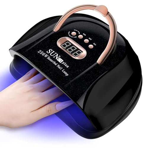 MainPi UV LED Lampe für Gelnägel,Professionelle 256W Nageltrockner mit 4 Timer und Smart Sensor,57LEDs UV Nagellampe für Nägel,Schnell Trocknender,LCD-Display,Geeignet für Finger/Zehennagel Gel
