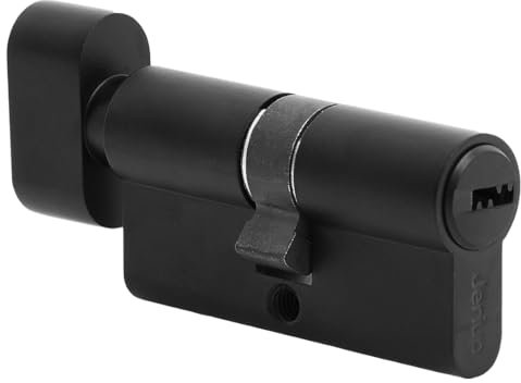 Jeriup 60 mm (25/10/25), ölgeriebene Bronze (schwarze Farbe), Euro-Profilzylinder mit 5 Schlüsseln (Grübchen), einzelner offener Kupfer-Schließzylinder, rostfrei, korrosionsbeständig,