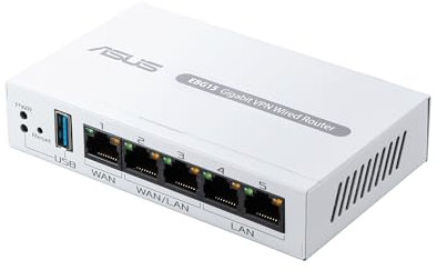 ASUS ExpertWiFi EBG15 Gigabit VPN Router, hasta 3 Puertos Ethernet WAN + 1 WAN USB, prevención de intrusiones IPS, Firewall de Capa 7, Seguridad de Red de Grado Comercial, gestión remota con