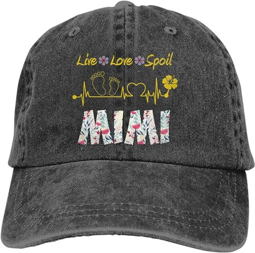 TeysHa Baseballkappe Snapback Sonnenhut Outdoor Mimi Life Live Love Spoil Hut Vintage Denim Baseball Cap Baumwolle Papa Hut verstellbar Sandwich Hut Unisex Vier Jahreszeiten Geschenk