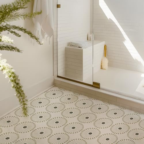 Alwayspon Adesivi per piastrelle, 25 pezzi x 20 cm, colore verde salvia, bianco, autoadesivo, per bagno, cucina, paraspruzzi, in vinile, per pavimenti e pareti