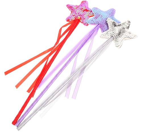 KONTONTY 3stücke Teiliges Glitzernde Feenstäbe Für Junge Mädchen Magische Stern-zauberstäbe Für Halloween Geburtstagsfeiern Und Cosplay-Dekoration