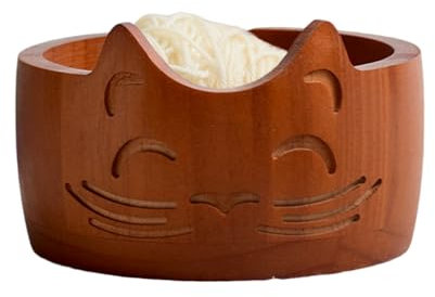 Garnschale aus Holz, Garnschüssel Strickschüssel Große Handgefertigte Wollschüssel, Katze Ohrförmige Aufbewahrungsschale für Wolle Strickgarn Strick und Häkelprojekte Verhindert Verheddern (Rot)