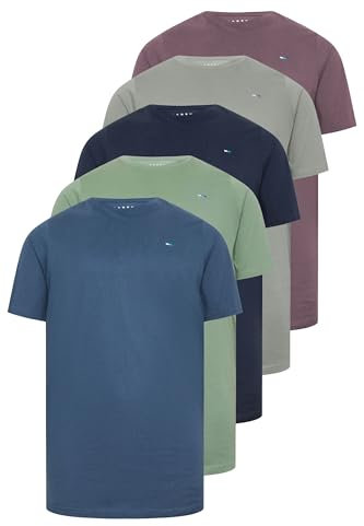 BadRhino Big & Tall/Green/Purple/Grey/Navy 5 Pack Extra Long T-Shirts - Men's - Plus Size Curve