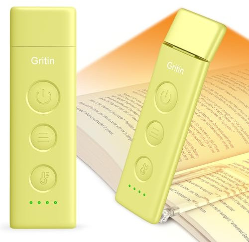 Gritin Leselampe Buch Klemme Wiederaufladbare, Augenschonende Buchlampe Leselicht für Lesen ins Bett mit 3 Farbtemperaturen & Stufenlos Dimmbar, Winkel Eintsellbar Klemmleuchte, Smaragdgrün