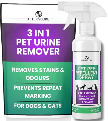 Afterglobe 3-in-1 Pet Urine Enzyme Cleaner for Carpets, Furniture and Flooring, Removes Pee Stains & Odour, Stops Repeat Marking in the House, Pee Smell Neutraliser For Dogs and Cats