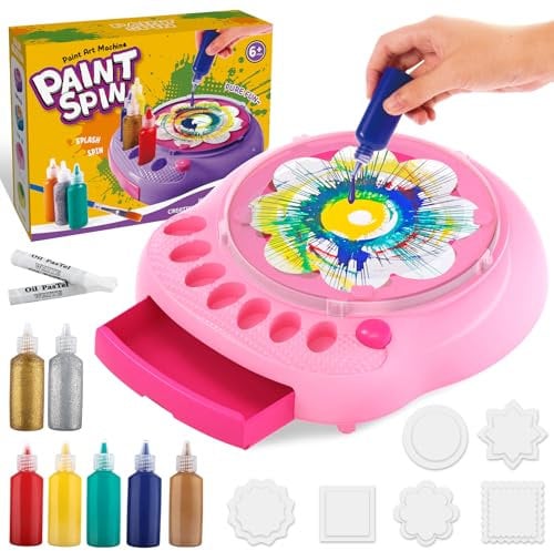TingingYuli Arti e mestieri per bambini dai 6 agli 12 anni, kit macchina per arte a spirale, set di giocattoli per pittura rotante, forniture artistiche creative regalo per ragazzi ragazze (Rosa)