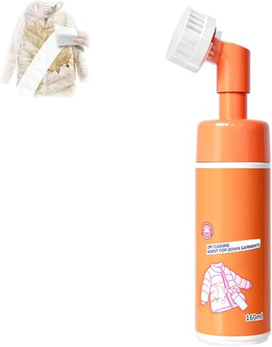Trockenreiniger mit Bürstenkopf für Daunenjacken, 160ml Schaum-Trockenreiniger, Trocken-Schaumreiniger, waschfreies Kleidungs-Schaumspray, ein Wisch zur Fleckenentfernung