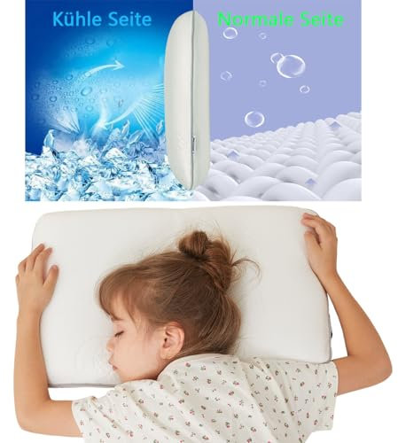 SIKAINI Kinderkissen, kühlender Stoff mit Bären-Druck, Memory-Schaum, ergonomisches Design, atmungsaktiv, ideal für Kinder im Alter von 3-8 Jahren