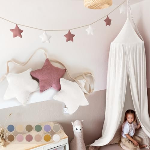 LILIMAUS Sternen Wimpelkette Stoff in 12 Farben - Kinderzimmer 100% Baumwolle Handmade Girlande - Musselin Hausbett Deko für Mädchen & Jungen - Babyzimmer