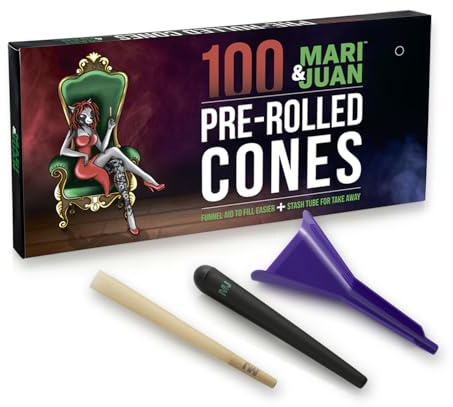 M&J 100 Vorgedrehte Hülsen in King Size I Pre Rolled Cones Brown Rolling Paper I Vorgerollte Hülsen konisch mit Füllhilfe und Aufbewahrungshülle I Braune Blättchen 109mm 26mm Filterlänge